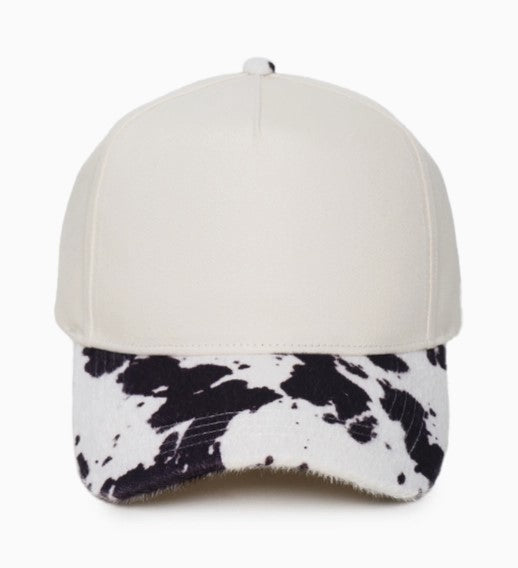 Yee Haw Embroidered Cap | Black & White Cow Print Visor | Country Western Gift