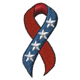 Patriotic Star Ribbon Machine Embroidery Design | Digital Download