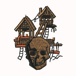 Skull with Tree Houses