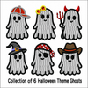 Halloween Collection of 6 Ghost Designs Pirate Cowboy Witch Devil Girl Boy Trick or Treat Digital Embroidery Download