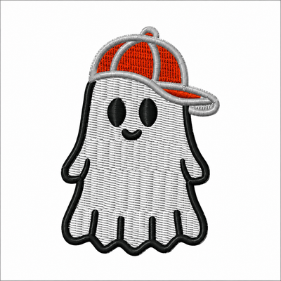 Halloween Ghost with Baseball Cap Trick or Treat Digital Embroidery Download