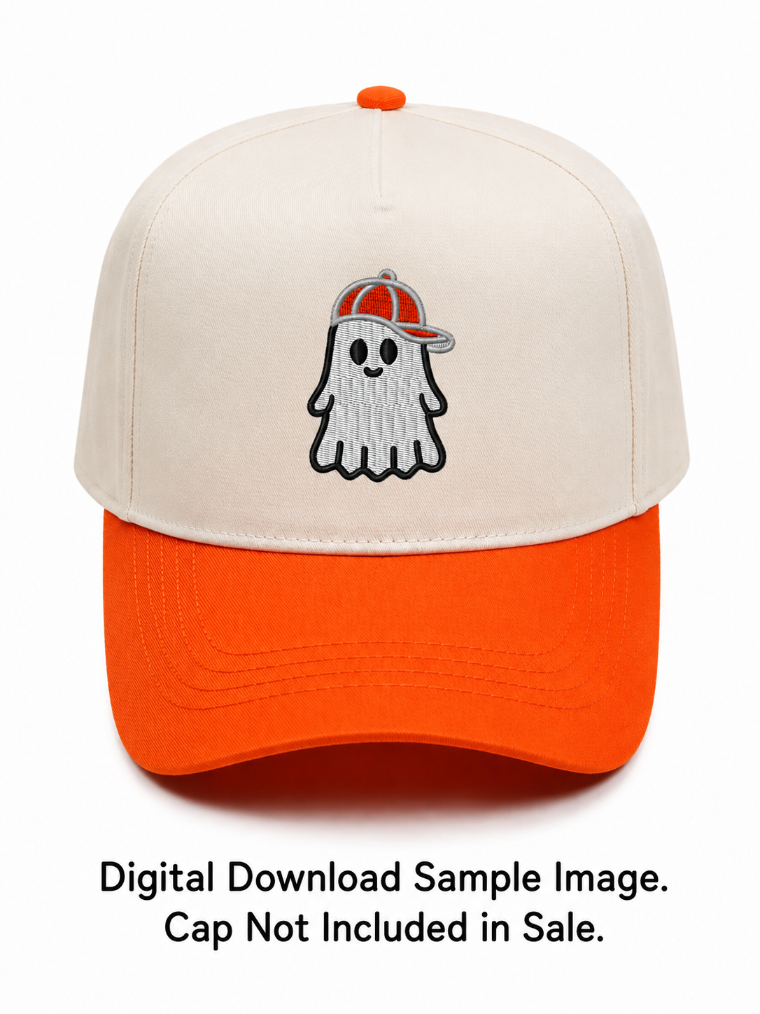 Halloween Ghost with Baseball Cap Trick or Treat Machine Embroidery Design | Digital Download