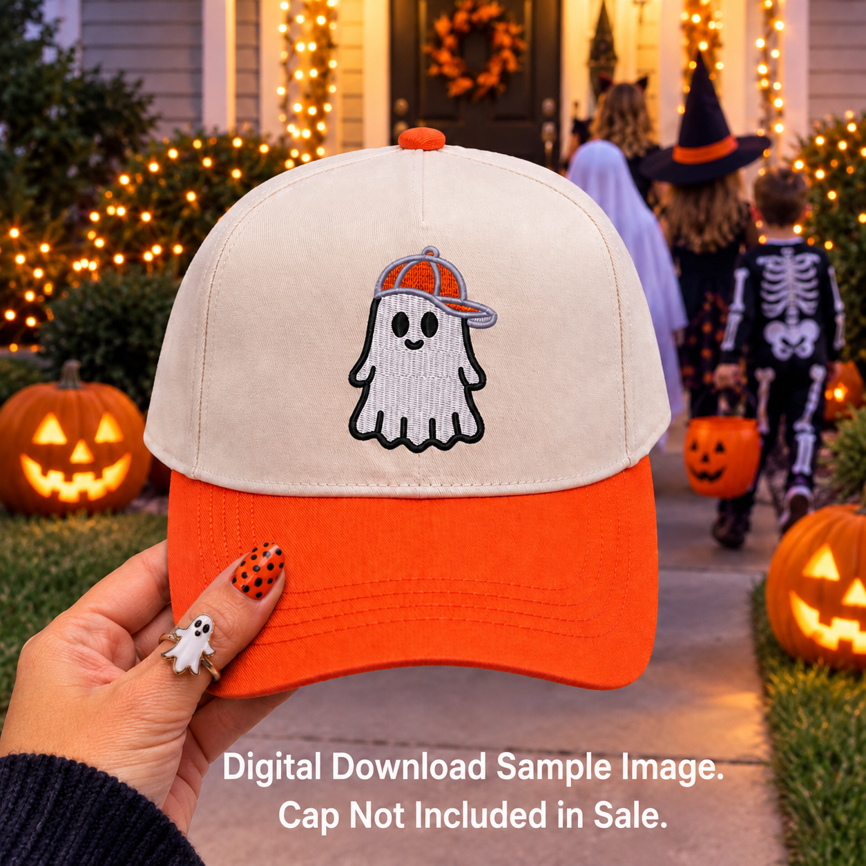 Halloween Collection of 6 Ghost Designs Pirate Cowboy Witch Devil Girl Boy Trick or Treat Digital Embroidery Download