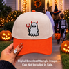 Halloween Devil with Pitchfork Ghost Digital Embroidery Download