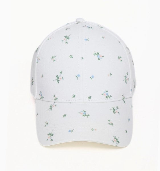 Nantucket Basket Embroidered Cap | All-Over Floral Print | Coastal Gift