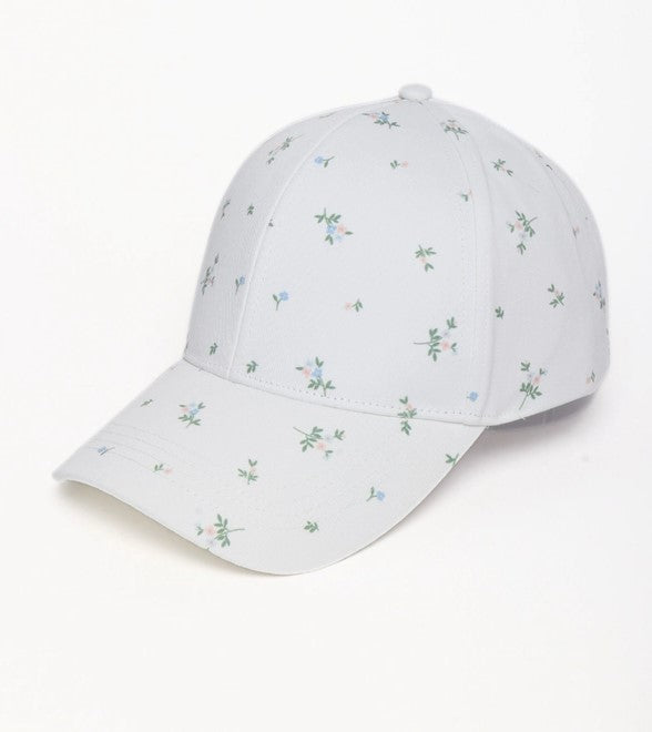 Nantucket Basket Embroidered Cap | All-Over Floral Print | Coastal Gift