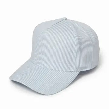 Nantucket Basket Embroidered Cap | Blue Seersucker Stripe | Nantucket Gift