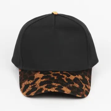 904 Embroidered Cap | Black Crown & Leopard Print Visor | Northeast Florida Gift