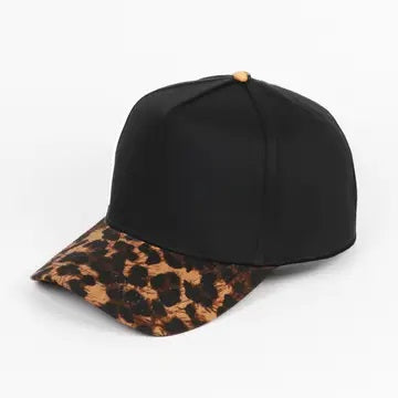 904 Embroidered Cap | Black Crown & Leopard Print Visor | Northeast Florida Gift