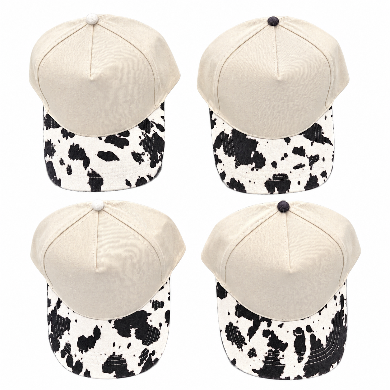 Yee Haw Embroidered Cap | Black & White Cow Print Visor | Country Western Gift