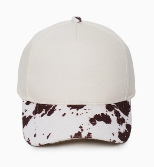 Howdy Embroidered Cap | Brown & White Cow Print Visor | Country Western Gift