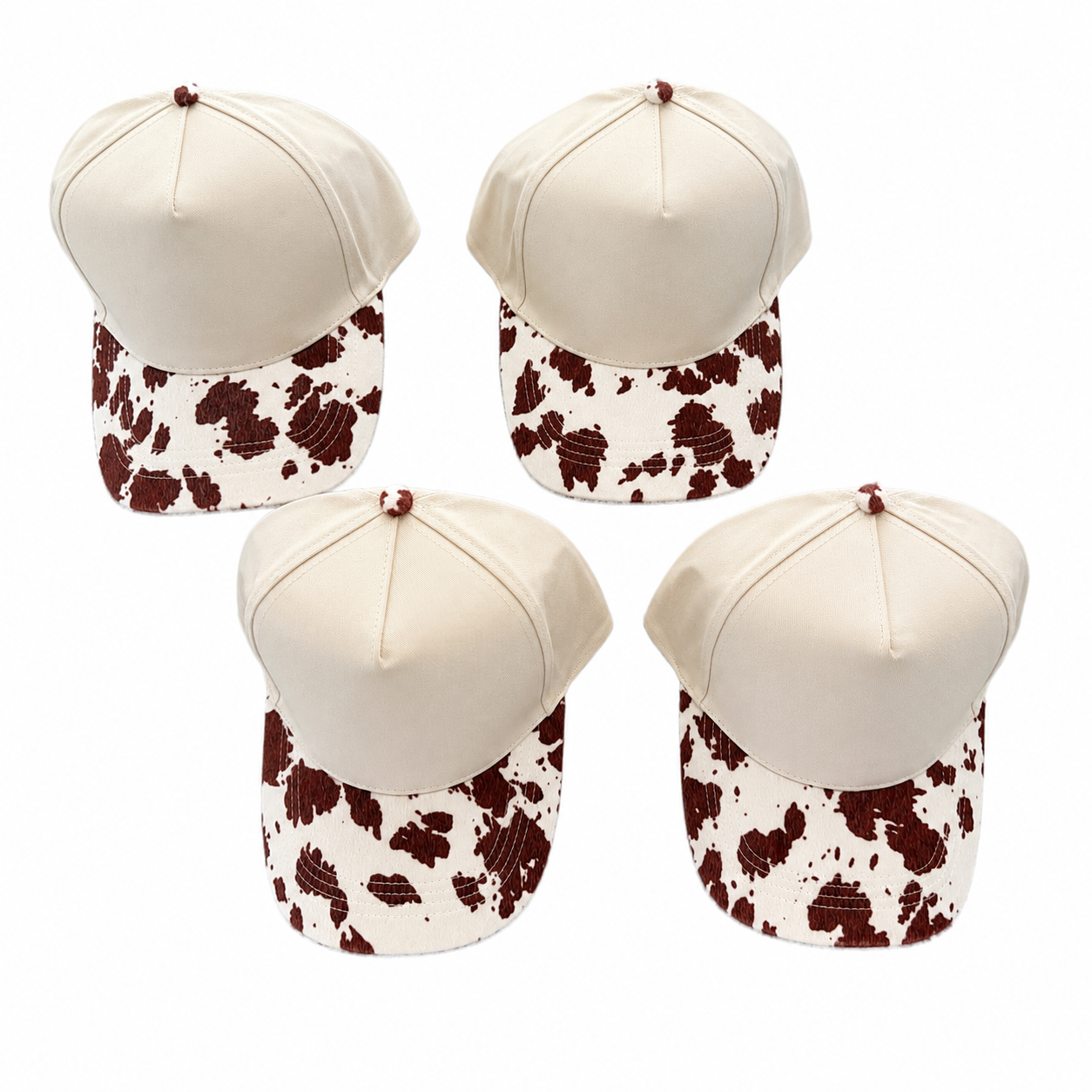 Howdy Embroidered Cap | Brown & White Cow Print Visor | Country Western Gift