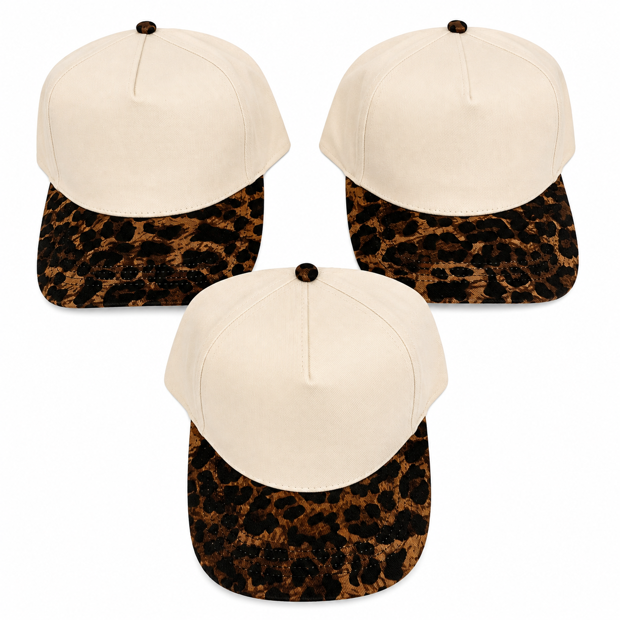 904 Embroidered Cap | Cream Crown & Leopard Print Visor | Northeast Florida Gift