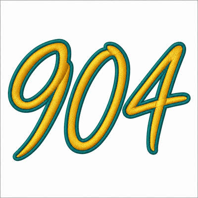 904 Area Code NE Florida Jacksonville Team Sports Fan Design Digital Embroidery Download (Copy)