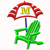 Adirondack Chair Umbrella Monogram Collection of 27 Designs A-Z Alphabet and Blank Digital Embroidery Designs