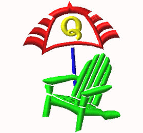 Adirondack Chair Umbrella Monogram Collection of 27 Designs A-Z Alphabet and Blank Digital Embroidery Designs