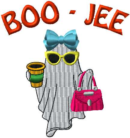 Halloween Boo-Jee Shopping Ghost | 3.77" x 3.99" | Machine Embroidery Design | Digital Download