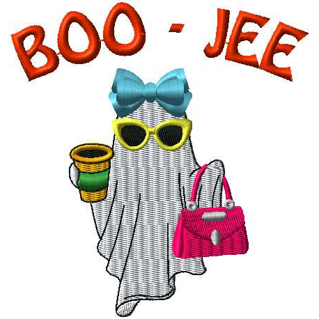Halloween Boo-Jee Shopping Ghost | 3.77" x 3.99" | Machine Embroidery Design | Digital Download