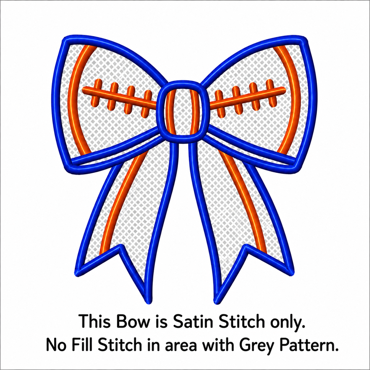Bow Football Design 2.33" x 2.20" Digital Embroidery Design