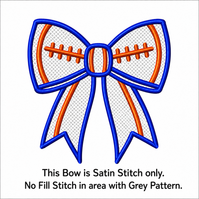 Bow Football Design Cheerleading Team Fan Spirit 2.33" x 2.20" Digital Embroidery Design