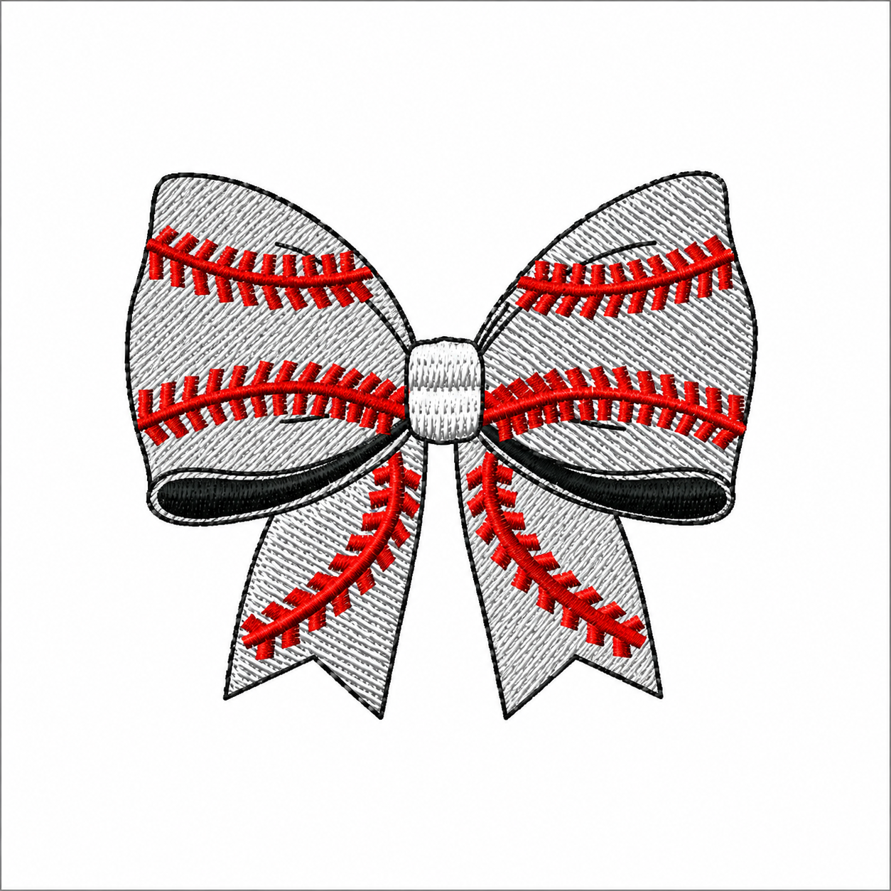 Bow Baseball Design 2.50" x 2.14" Digital Embroidery Design