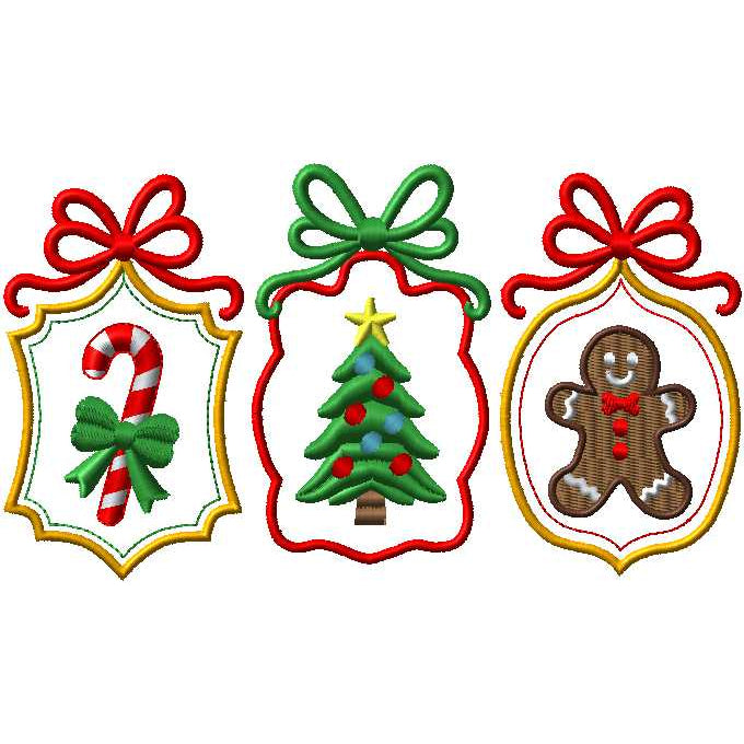 Christmas Icons Machine Embroidery Design | 3.97" x 2.24" | Digital Download