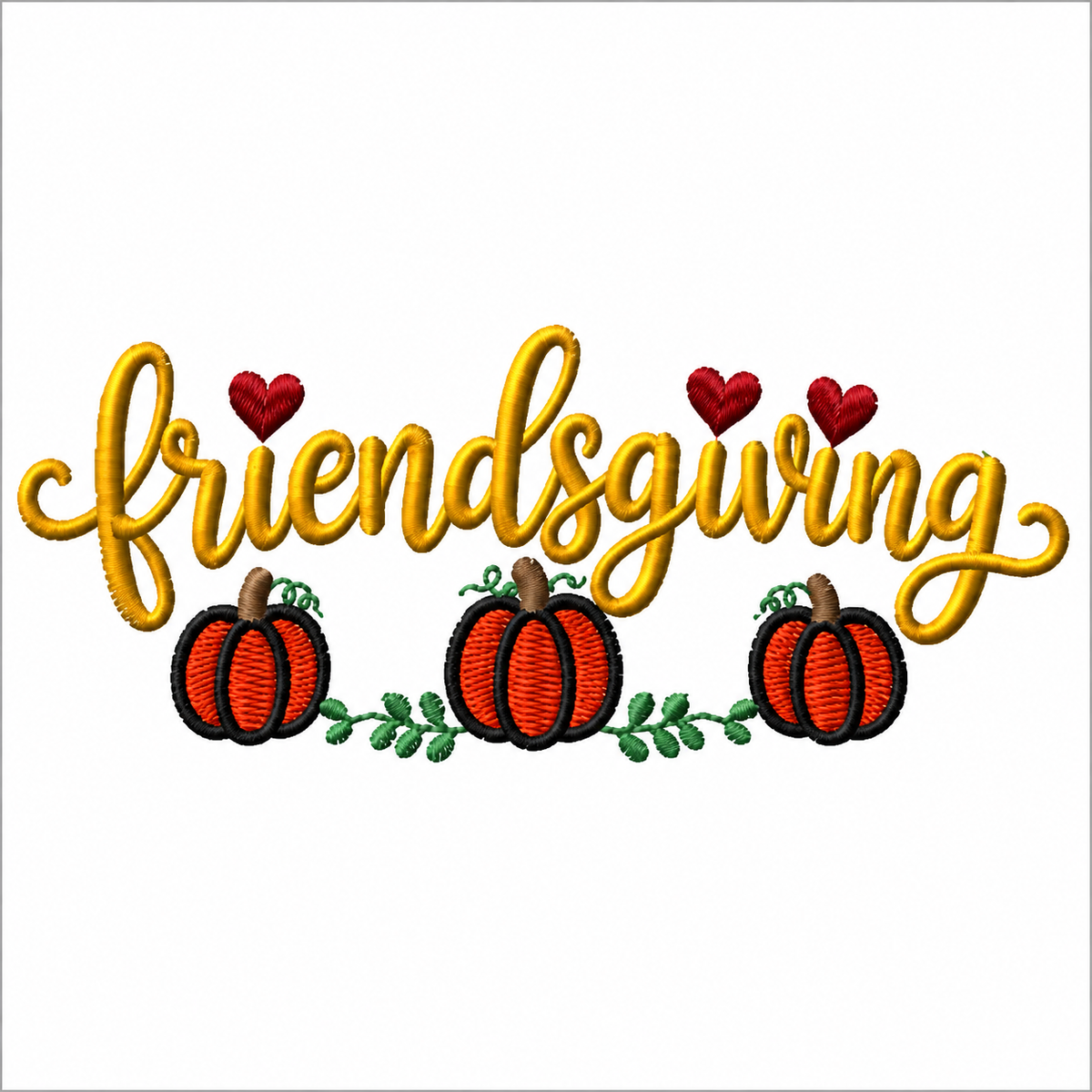 Friendsgiving Pumpkin Machine Embroidery Design | Digital Download