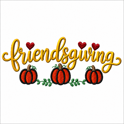 Friendsgiving Pumpkin Machine Embroidery Design | Digital Download