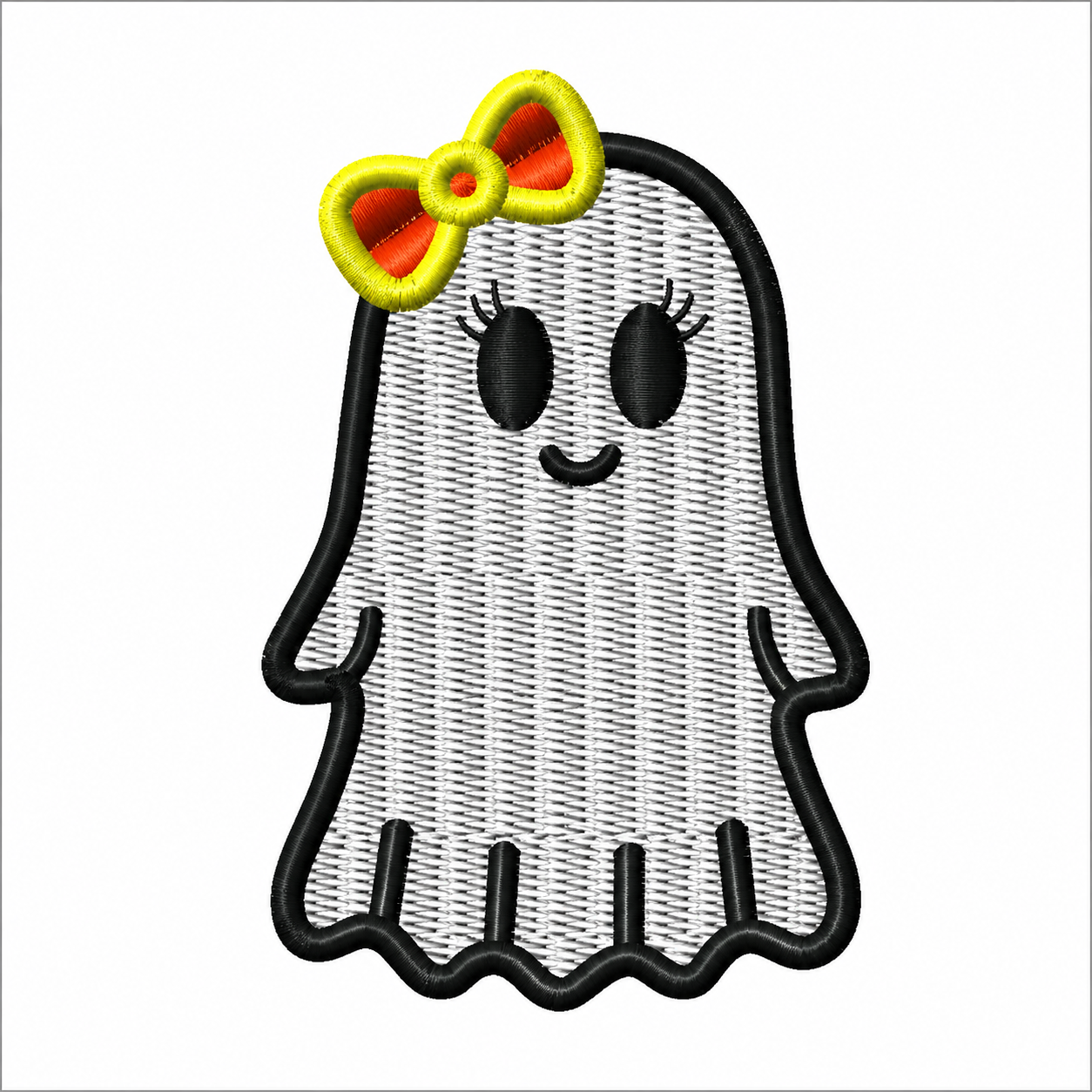 Halloween Girl with Bow Ghost Digital Embroidery Download