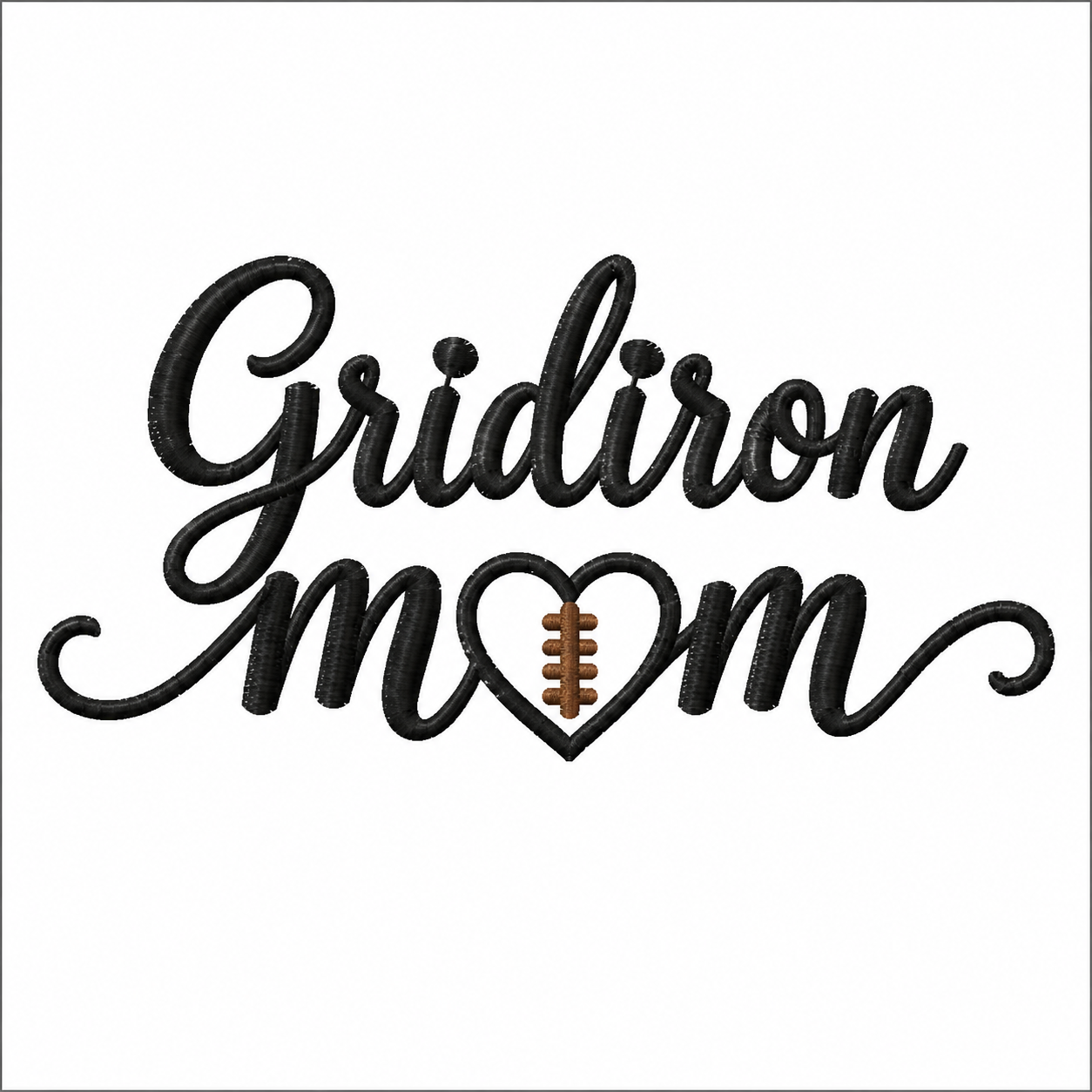 Gridiron Mom Football Design 3.91" x 1.94" Digital Embroidery Design