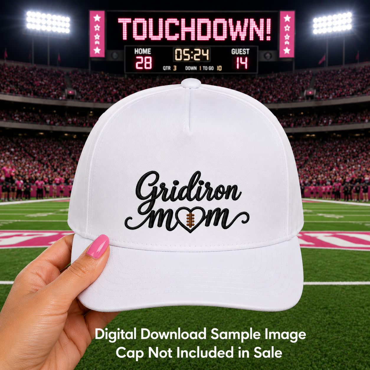 Gridiron Mom Football Design 3.91" x 1.94" Digital Embroidery Design