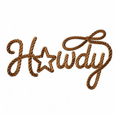 Howdy Rope Script Machine Embroidery Design | Western Digital Download