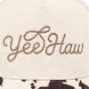 Yee Haw Embroidered Cap | Black & White Cow Print Visor | Country Western Gift