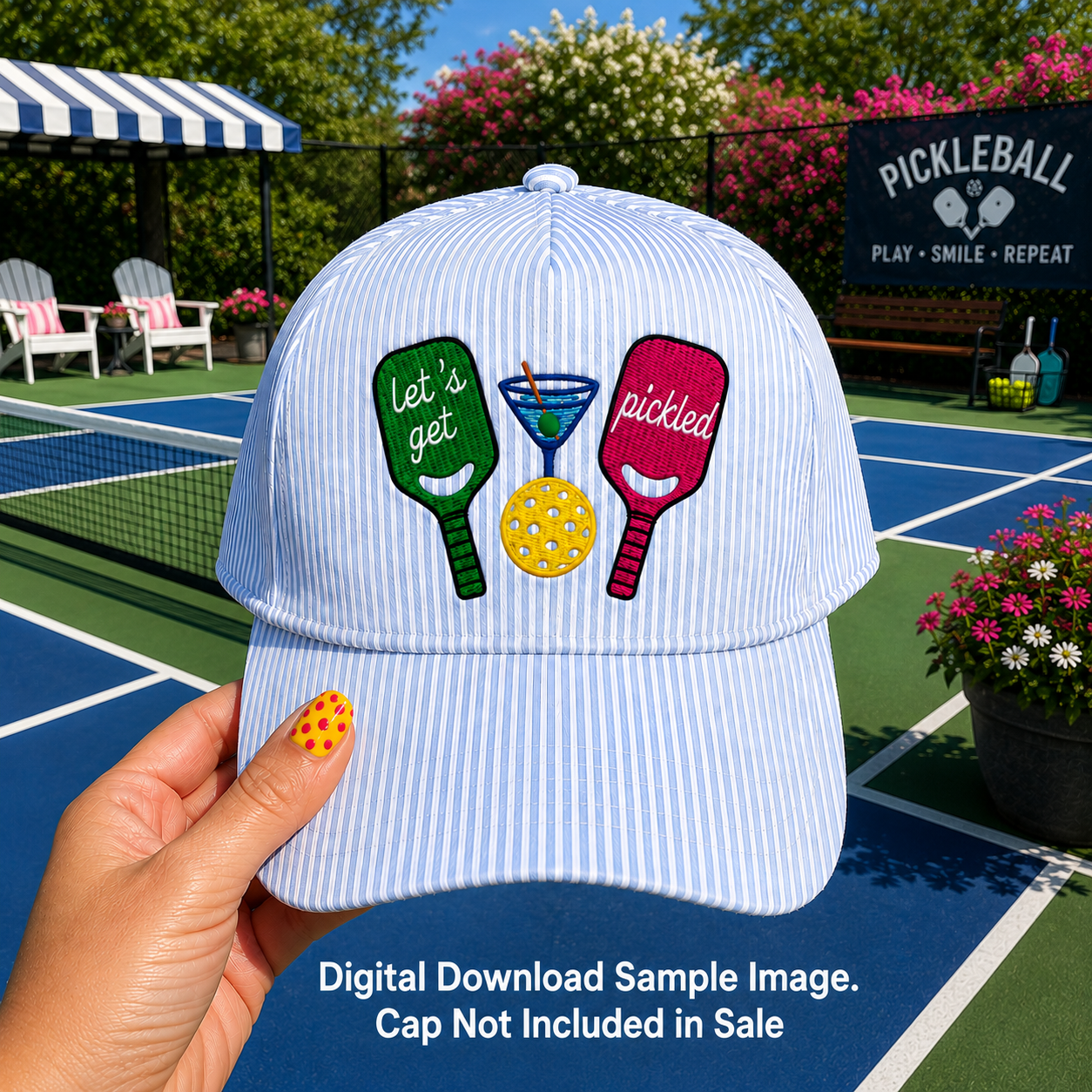 Let's Get Pickled Pickleball Racquet Ball Martini Glass Team Sports Design Digital Embroidery Download (Copy)