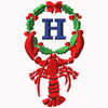 Lobster with Wreath - H Machine Embroidery Design | Digital Download