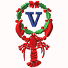 Lobster with Wreath - V Machine Embroidery Design | Digital Download