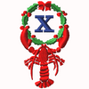 Lobster with Wreath - X Machine Embroidery Design | Digital Download