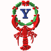Lobster with Wreath - Y Machine Embroidery Design | Digital Download