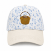 Nantucket Basket Embroidered Cap | Blue Floral Crown & Tan Visor | Coastal Gift