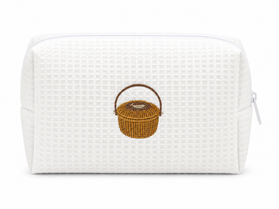 Nantucket Basket Embroidered Makeup Bag | Coastal Gift