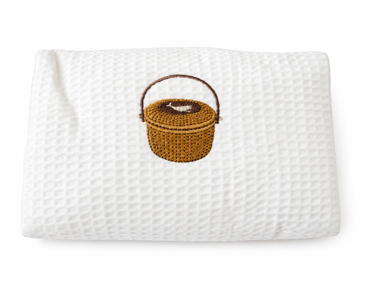 Nantucket Basket Embroidered Makeup Bag | Coastal Gift