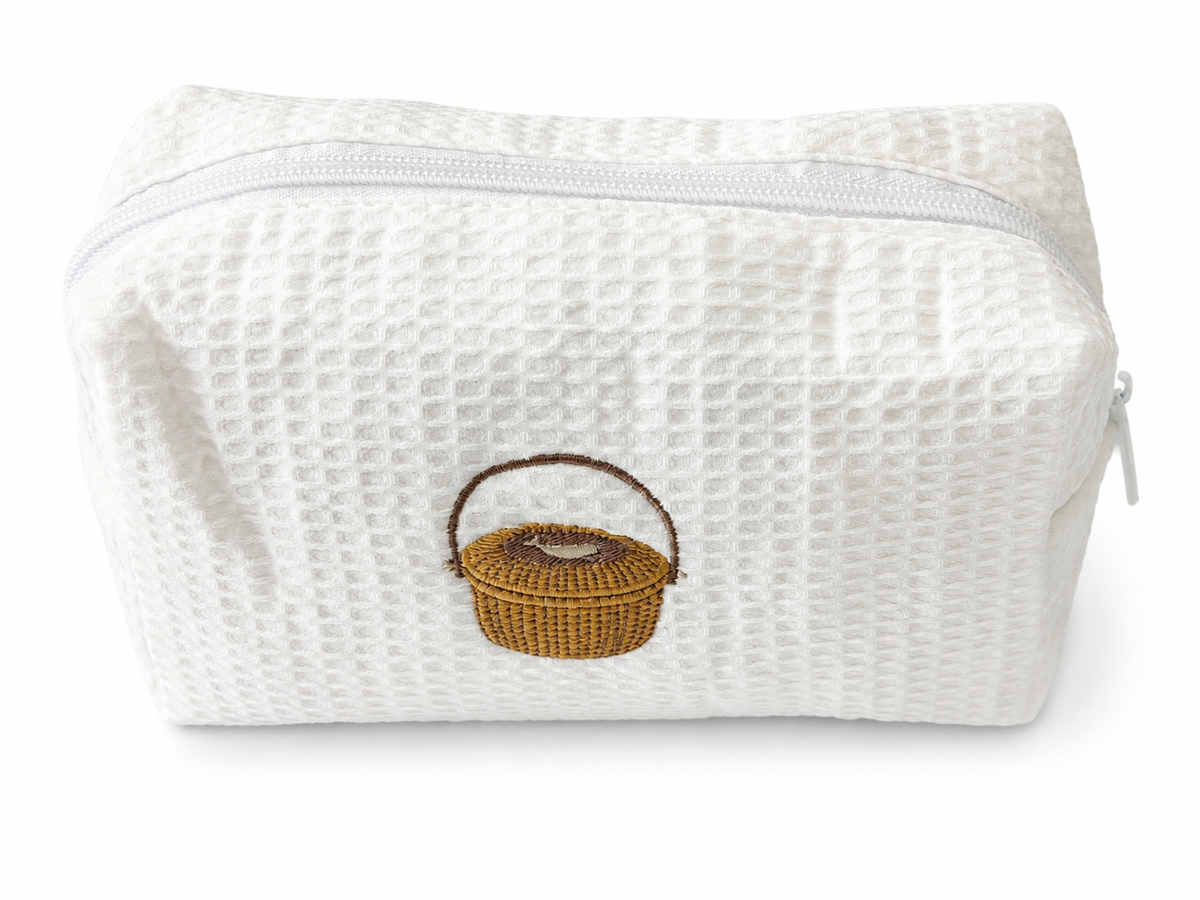 Nantucket Basket Embroidered Makeup Bag | Coastal Gift