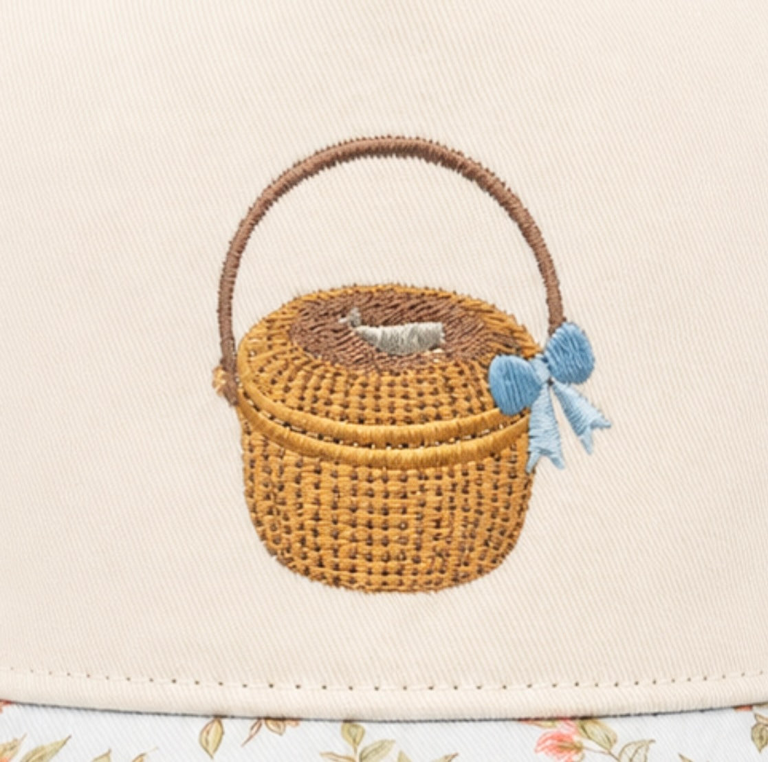 Nantucket Basket with Bow Embroidered Cap | Multi-Color Floral Visor | Coastal Gift