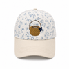 Nantucket Basket with Bow Embroidered Cap | Blue Floral Crown & Tan Visor | Coastal Gift