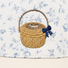 Nantucket Basket with Bow Embroidered Cap | Blue Floral Crown & Tan Visor | Coastal Gift