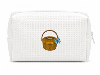 Nantucket Basket with Bow Embroidered Makeup Bag | Coastal Gift