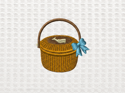 Nantucket Basket with Bow Embroidered Makeup Bag | Coastal Gift