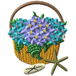 Nantucket Basket with Hydrangeas & Shells