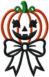 Halloween Cute Pumpkin Ribbon Trick or Treat Digital Embroidery Download