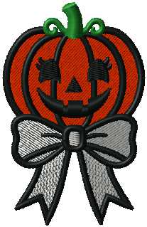 Halloween Cute Pumpkin Ribbon Fill Trick or Treat Digital Embroidery Download